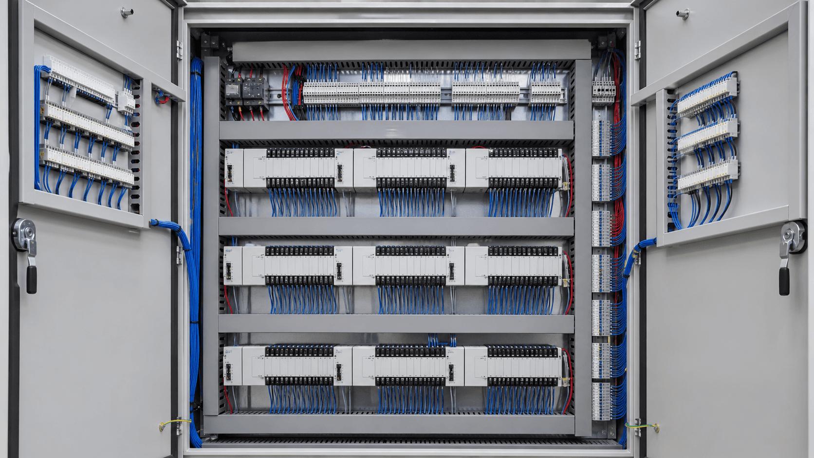 Installed security control cabinet prepared for physical inspection and preventive maintenance