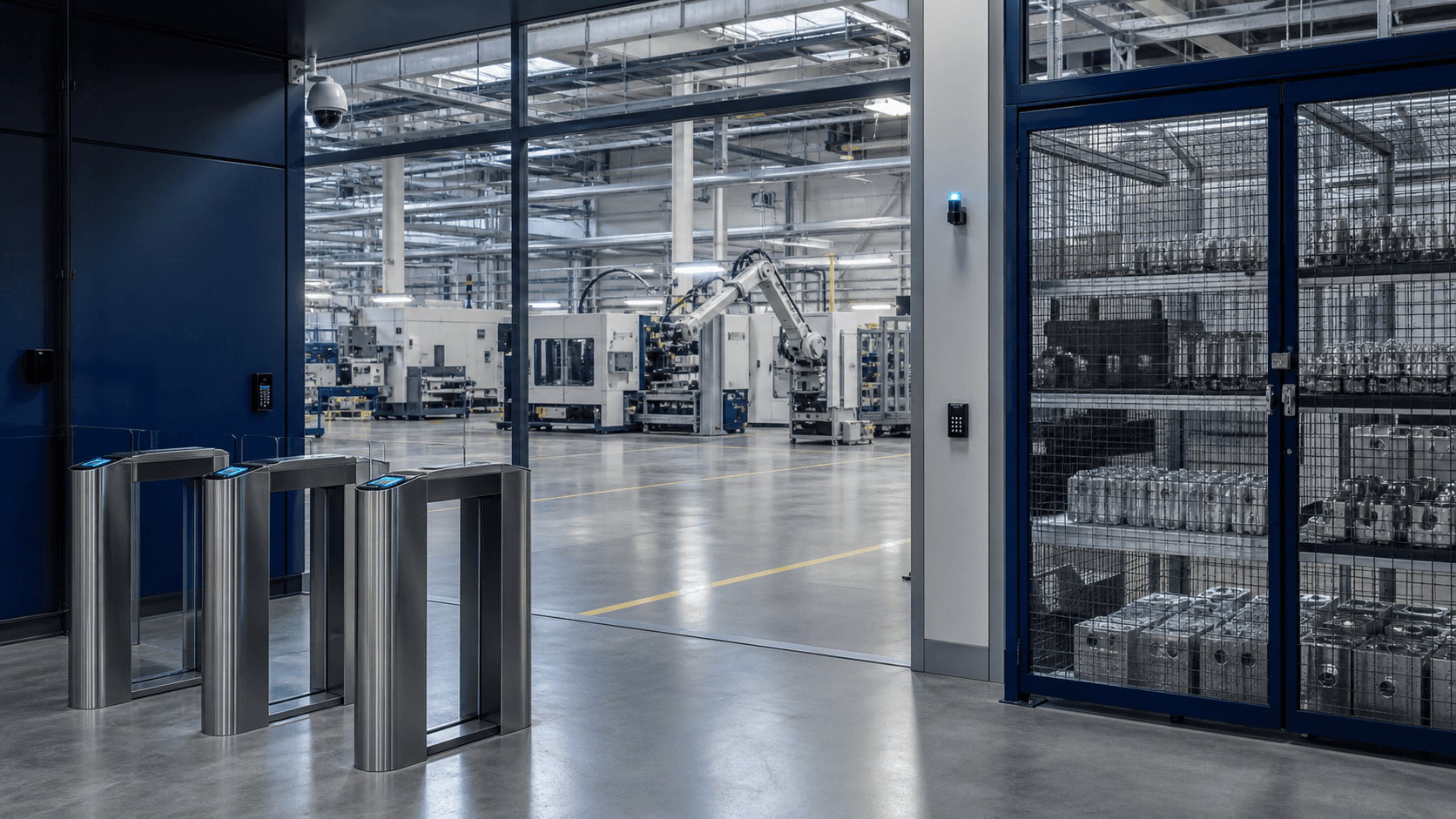 Controlled high-tech manufacturing site entrance and production environment